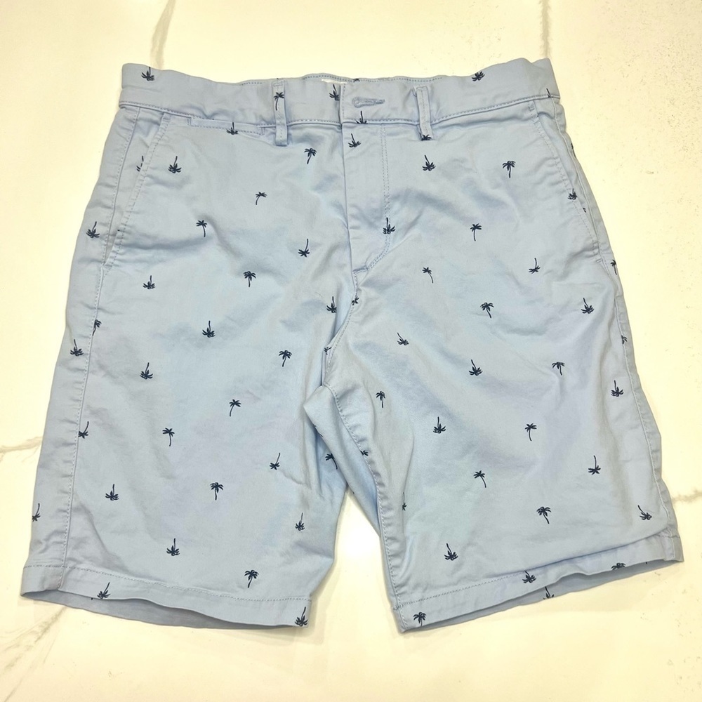 Gap Shorts Mens 30 Blue Palm Tree Flat Front Chino Golf Beach Outdoor Casual